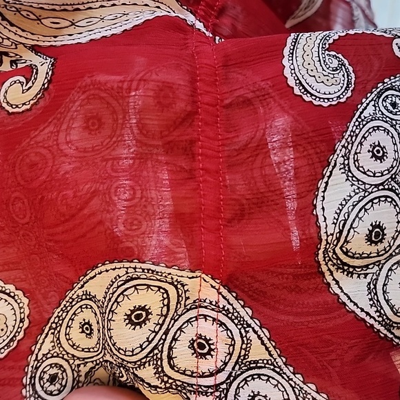 Chico’s Red Shear Tunic Blouse cinched @Waist sz 1 - Picture 6 of 10